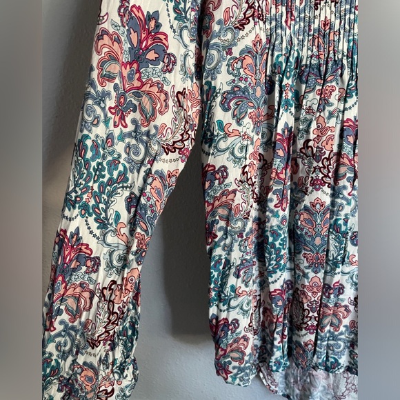 Sundance Peasant Billowy Pleated Long Sleeve Button Down Top - Picture 3 of 7